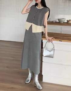 Ensemble deux pièces pour femmes, modèle élégant et tendance 2024, tricot à col rond, été - Product Image 4