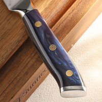 Couteau utilitaire martelé de 5 pouces en acier Damas 67 couches avec cœur VG10, ultra-affûté, pour éplucher les fruits, avec manche en résine