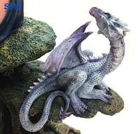 Statue d'ornement décorative pour la maison, fée et dragon sculptés en résine SMC