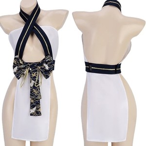 Ensemble de vêtements de nuit sexy en kimono blanc japonais à col halter, lingerie tissée, vêtements de détente sans manches pour femmes, 088 - Product Image 3