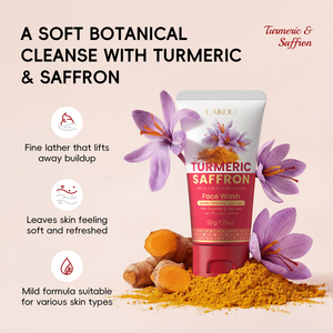 Limpiador Facial LAIKOU con Cúrcuma, Azafrán, Pepino y Aloe Vera para Hombres, 50g, Hidratante, Suave - Product Image 3