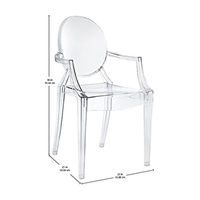 Chaise à accoudoirs empilable moderne, chaise fantôme confortable en acrylique transparent, pour la maison, le bureau, la cuisine, la salle à manger, l'hôtel, légère et écologique