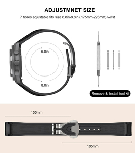 Bracelet de montre en silicone de luxe Upro Deployment Clasp, double couleur, souple, 20 mm, en caoutchouc, pour montre universelle à extrémité plate X - Product Image 5