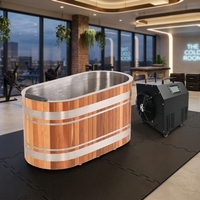 Baignoire de trempage à froid en bois de cèdre pour extérieur, ensemble complet, avec machine de refroidissement de l'eau, pour salle de sport, maison et thérapie bien-être - Stock US