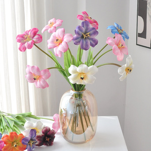 Ramo de Tulipanes Artificiales Yoshinobu, Pétalos Abiertos de Goma Suave, Decoración para el Hogar, Accesorios para Bodas - Product Image 1