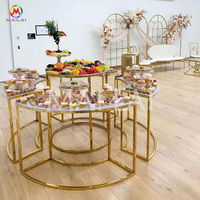 Meja Prasmanan Pernikahan Desain Baru Logam Emas Mewah Furnitur Mailai
