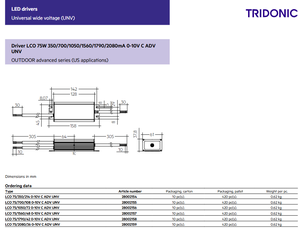 Tridonics 28002155 Garantie 5 ans Alimentation pour éclairage LED 700MA 0-10V IP67 75W - Product Image 3