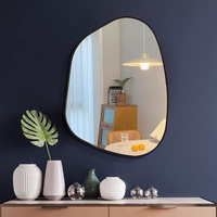 Miroir mural doré personnalisé fait main, ovale, irrégulier, asymétrique, style Art Déco, encadré en métal, pour salon, salle de bain, entrée