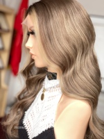 Perruque Lace Front SHY 13x5 couleur marron avec mèches claires, cheveux humains, pré-plumée, petite nœudisation, directement de l'usine pour les propriétaires de salons