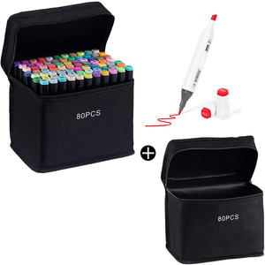 Ensemble de marqueurs à alcool à double pointe de 80 couleurs, marqueurs d'art professionnels pour le dessin, l'illustration et le croquis, fournitures artistiques, sac - Product Image 2
