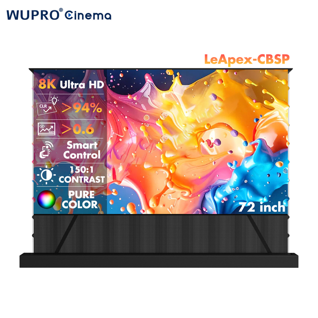 Hot Sales Wupro 72 inch LeApex CLR 3D CBSP Projection Screens 16:9 8K UHD 150:1 Contrast Motorised Floor Rising Projector Screen