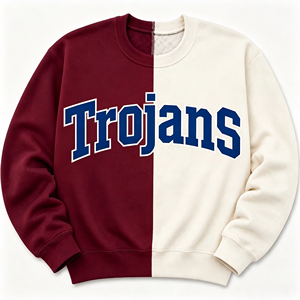 <strong>Women</strong> Half and Half Color Block Sweatshirt, Vintage Varsity Letter Print Crew Neck <strong>Long</strong> Sleeve Sport <strong>Jumper</strong> Top - Product Image 4