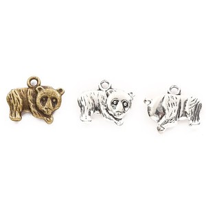Colgante de Oso <span class=keywords><strong>Panda</strong></span> 3D de Aleación de Zinc con Acabado Plata Antigua para Souvenir de Zoológico y Fabricación de Joyería - Product Image 1