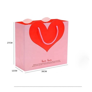 Hình Trái Tim Thanh Lịch Quà Tặng Đám Cưới Túi Giấy Bao Bì Biểu Tượng Tùy Chỉnh In Ấn Túi Giấy Với Bông Xử Lý - Product Image 5