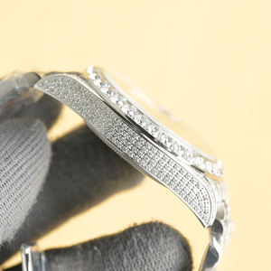 Reloj de Lujo para Hombre con Diamantes, Dos Tonos, Acero Inoxidable, Estilo Bling - Product Image 4