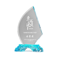 Trophée de cristal Personnalisation Ocean Wave Design Trophée de récompense haut de gamme Usine OEM