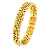 Bracelet en acier inoxydable pour homme, tressé chevron, noir, or, argent, avec fermoir déployant, style montre, bijoux industriels, vente en gros, personnalisable OEM