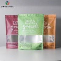 Emballage alimentaire de qualité alimentaire 340g refermable ziplock en plastique doublé de feuille de plastique doypack pochette debout avec fenêtre pour Granola