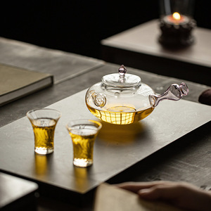 Théière en verre avec poignée latérale, en borosilicate haute résistance à la chaleur, pour la préparation du thé, usage domestique - Product Image 2