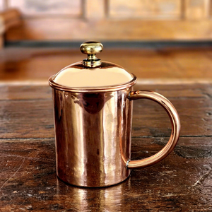 Mug à Moscow Mule en cuivre pur de qualité supérieure avec poignée et couvercle, fait main, style vintage, pour cocktails, bière, articles de bar, vente en gros, cadeau - Product Image 1