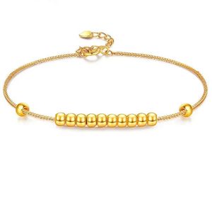 Pulsera de Oro Puro 18K Personalizada con Cuentas Pequeñas, Cadena de Joyería con Dijes Sólidos Au750 para Mujer, Precio de Fábrica Xinfly - Product Image 1