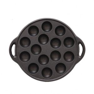 Uncoated Non-Stick Cast Iron Fry <b>Pan</b> Thickened Metal for Meatball Octopus Quail Egg and Other Foods - Product Image 4