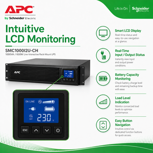 <span class=keywords><strong>APC</strong></span> <span class=keywords><strong>SMC1000I</strong></span>-2UCH 1KVA/600W 2U UPS en rack, onde sinusoïdale pure avec AVR, prises C13 et communication USB/série - Product Image 4