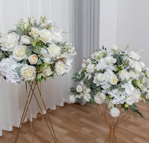 결혼식 축제 꽃 전구 장식 웨딩 센터 인공 빨간색과 흰색 장미 꽃 전구
