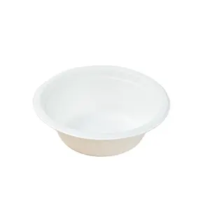 Tigela de comida redonda descartável biodegradável 350ml 12oz bagaço natural, recipientes ecológicos para louça de jantar, embalagens de alimentos