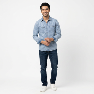 OEM Fashion Denim <b>Jacket</b> High Quality <b>Long</b> Sleeves Jeans <b>Jacket</b> <b>Men's</b> Denim Jeans Shirt for Unisex Best Premium Quality - Product Image 1
