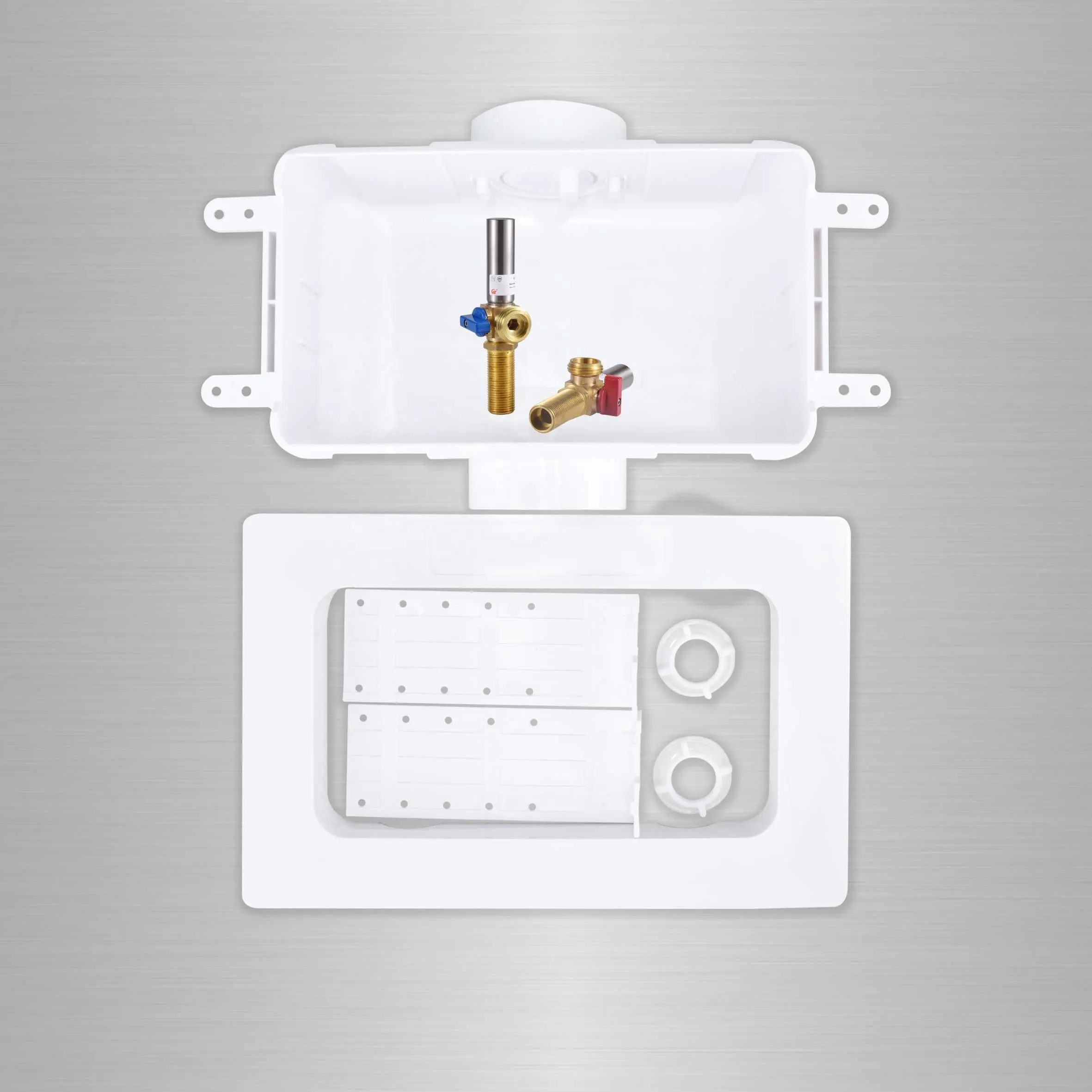 Flachauslassbox für Waschmaschine mit Ventilen mit SS-Aufhänger 0,5 Zoll MIP × 3/4 Zoll MHT