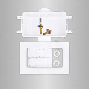 Flat Washing Machine Outlet Box With Valves With SS Arrester Half Inch MIP X 3 Quarters Inch MHT