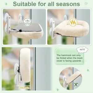 Hamaca para gatos inalámbrica para interiores, percha para gatos, grande, 4 ventosas y Marco de Metal sólido, asiento plegable para gatos, camas para ventana - Product Image 5