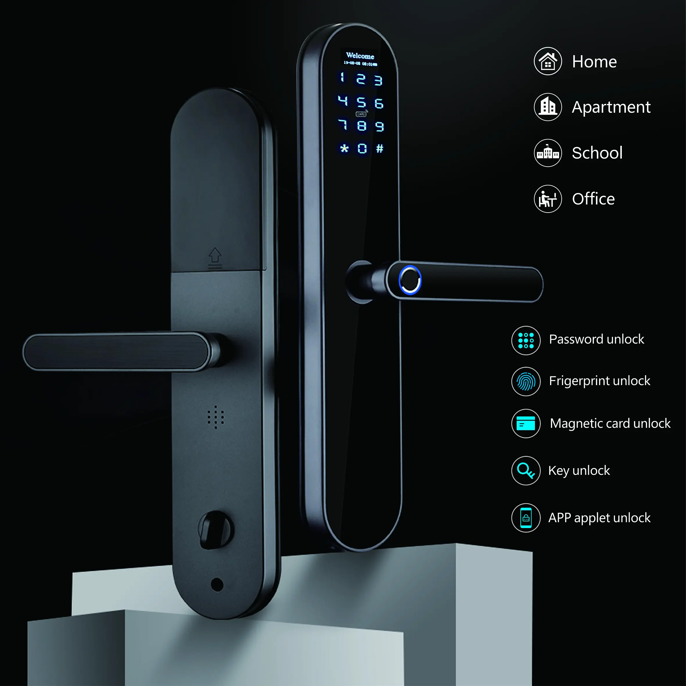 Keyking स्मार्ट वायरलेस फिंगरप्रिंट ताला बिना चाबी प्रविष्टि दरवाजा ताला के साथ घर के लिए टच स्क्रीन