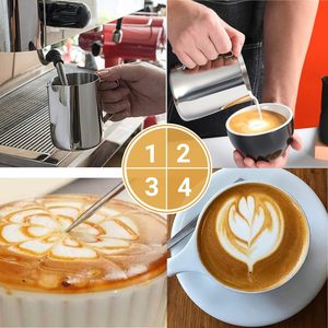 <span class=keywords><strong>Pichet</strong></span> à mousse de lait en acier inoxydable 350 ml/12 oz avec poignée ergonomique pour café, <span class=keywords><strong>cappuccino</strong></span>, latte art, usage barista - Product Image 5
