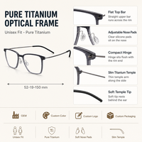 Monture de lunettes en titane hypoallergénique, respectueuse de la peau, lunettes de prescription, lunettes anti-lumière bleue.