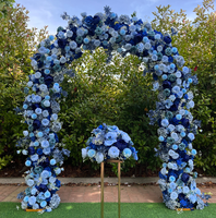 Rose en soie douce blanche et bleue avec arrangement de fleurs artificielles vertes pour arche de mariage, décoration de mariage, Thanksgiving, Nouvel An