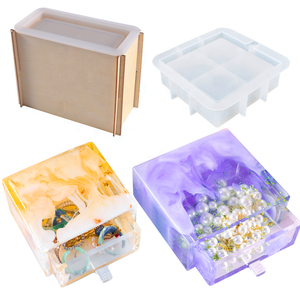 INTODIY Rectangle Jewelry Drawer Racks Silicone Mold Epoxy Resin Jewelry Storage Box With Support Frame