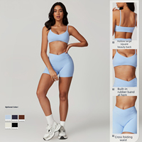 Ensemble de yoga à séchage rapide recyclé pour femmes 2 pièces vêtements d'entraînement de sport solides grande taille survêtement de fitness pour la course