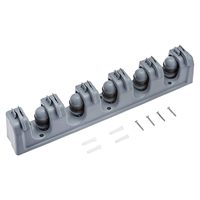 Support mural rectangulaire robuste en plastique pour balais et serpillères, organisateur d'outils à 5 niveaux avec crochets et fentes pour salle de bain et cuisine