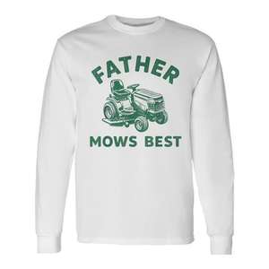 T-shirt à manches longues pour adulte, en coton, décontracté, toutes saisons, imprimé doux, Father Mows Best Lawn Mower Dad Gardener - Product Image 1