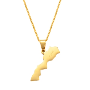 Collane con ciondolo mappa del <span class=keywords><strong>marocco</strong></span> per donna uomo, gioielli etnici in acciaio inossidabile Le Royaume du Maroc - Product Image 1