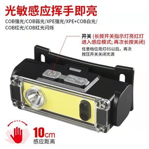 Headlamp XPE COB LED Rechargeable USB Dual <b>Light</b> Red White <b>Sensor</b> Dimming - Product Image 2