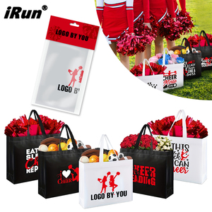 Bolsa de Regalo Personalizada IRun con Logotipo Impreso, Diseño de Animadora, Bolsa de Tela No Tejida con Asas para Mujer - Product Image 1