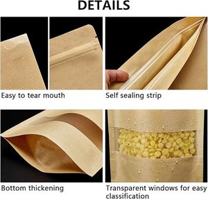 1000 pièces Sachets Kraft Imprimés par Gravure, Anti-humidité, avec Fenêtre, Fermeture Zip, Autoportants, Refermables, 3.5*5.5 Pouces - Product Image 6