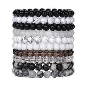 Gran oferta de pulseras de 2 piezas para mujer, conjunto de pulsera de piedra Natural, brazalete de cuentas de ágata de 8mm, pulsera de cristal turquesa, joyería curativa para hombres - Product Image 2