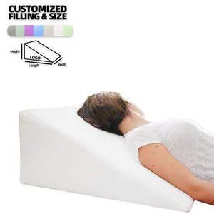 Travesseiro ortopédico de cunha para perna com espuma de memória, massagem com logotipo bordado, padrão sólido