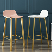 Tabouret de bar moderne minimaliste nordique avec dossier en métal, non rotatif, pour la maison, le pub ou l'extérieur