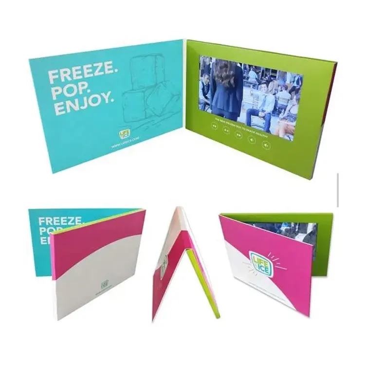 Promotional lcd video book wedding greeting invitation card 7 inch video brochure custom lcd video business card for advertising