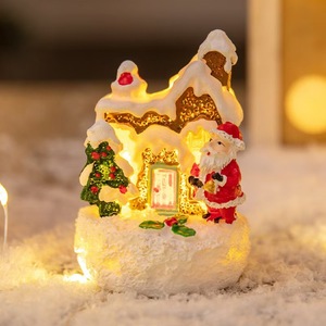 Resin <strong>Christmas</strong> <strong>Village</strong> Figurines LED Lighted <strong>Christmas</strong> <strong>Village</strong> <strong>Houses</strong> Miniature Indoor Room Decor Collectible Buildings - Product Image 3